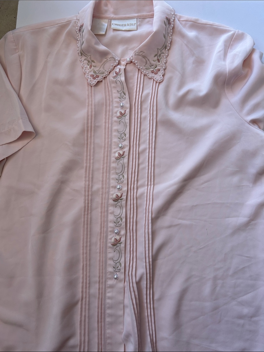 Christine Laure Pale light Pink Embroidered Blouse